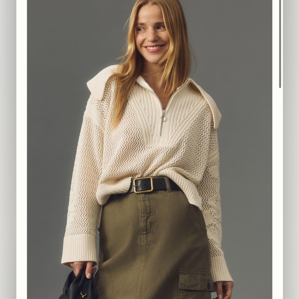 Daily Practice by Anthropologie Half-Zip Oversized Pullover Sweater
